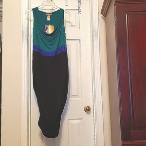 Miss Tina Rouched Colorblock  Dress